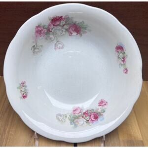 Vintage Libertas Prussia Cottage Floral Bowl Transfer Ware 9.75 Twee Sweet Girly